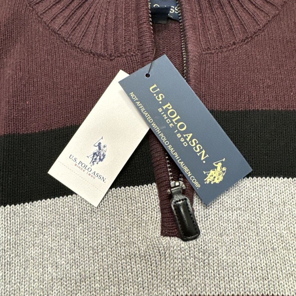 NWT U.S. Polo‎ Men's Knit Sweater Cotton Sangria Size XXL - Picture 8 of 10